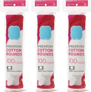 Medline Simply Soft Cotton Rounds (300 Count), 100% Cotton Absorbent and Textured Cotton Pads, Lint-Free