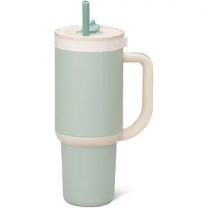 30 oz Tumbler with Handle & Retracting Straw| Reusable Insulated Stainless Steel Cup 100% Leakproof, Gifts for Teens Women Men| Keeps cold for 24 Hours, Cup Holder Friendly, Pistachio