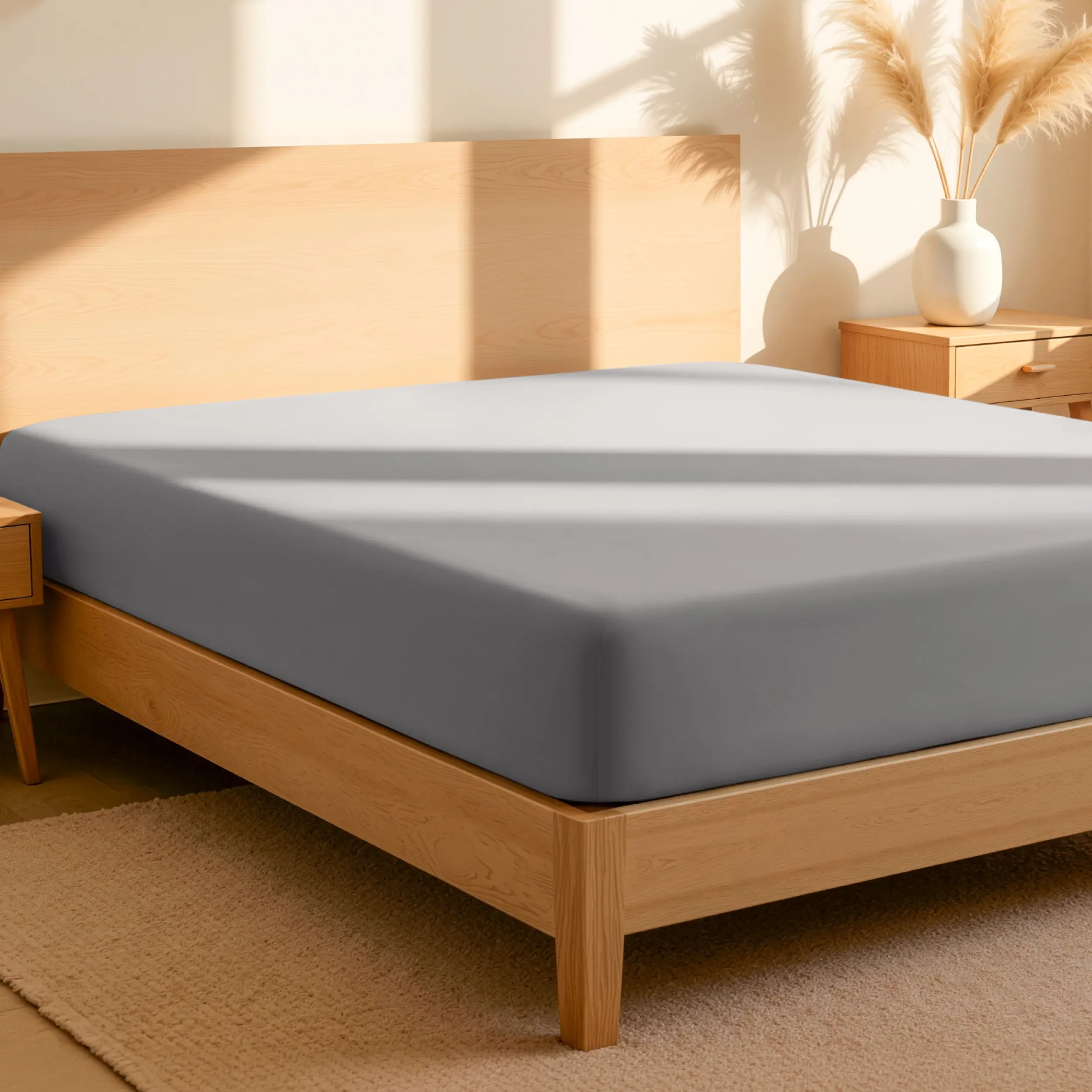 Bare Home Full Organic Cotton Percale Fitted Sheet, Breathable Bedding Sheet, Premium Cotton Bed Linens, Bedding Sheets