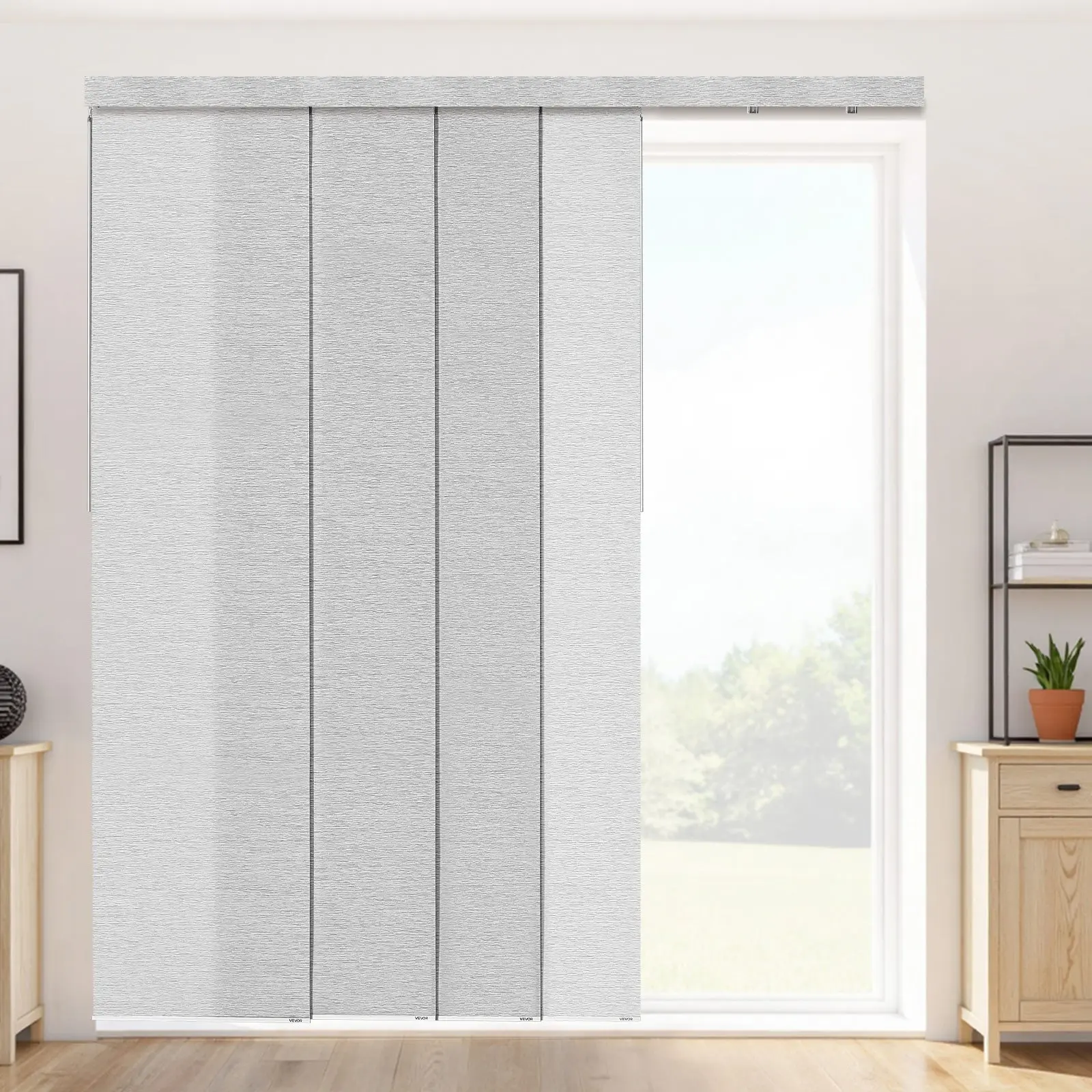 VEVOR Panel Track Blinds, Extendable Track from 45.8 in to 86 in W, Trimmable Panel Curtains Up to 96 in H, Adjustable Vertical Panel Blinds for Sliding Doors, Patio Doors, Room Divider, Window, GraySummervibes