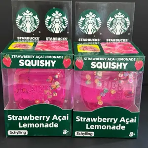 Squishy Cube, Strawberry Açaí Lemonade- Stress Relief Toy for Kids, Adults