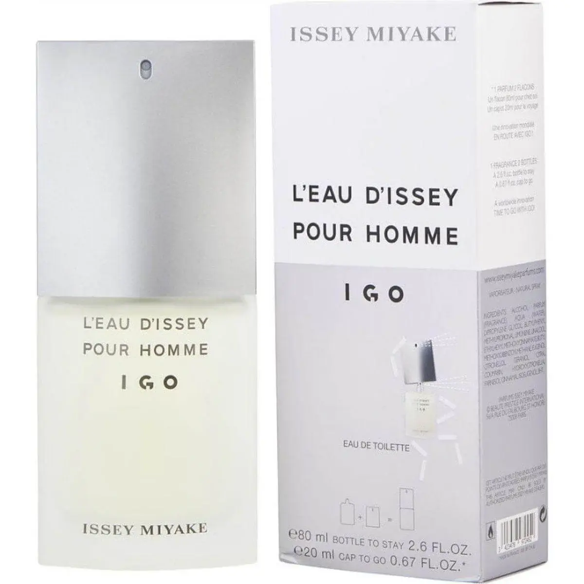 Issey Miyake L'eau D'issey IGO Men's Cologne Travel Set - 2.6 oz, New in Box, with Amber, Cedarwood, Citrus, Lemon, Musk, Tahitian Vetiver, Woody Freshness, Liquid Signature Scent for Men