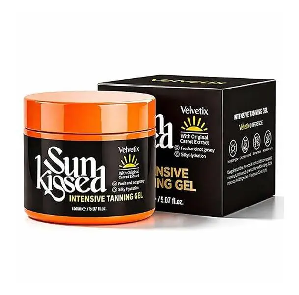 Intensive Tanning Gel for Outdoor Sun, Fast Tanning Accelerator with Carrot Oil & Coconut Oil, Quick-Dry & Non-Greasy Sun Tanning Butter, Streak-Free Natural Bronze Glow, Vegan, 5 oz