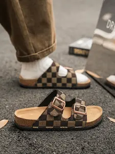 Unisex Slip-On Toe-Open Sandals with Arch Support, Adjustable Straps, High-Quality Flax Corduroy, Bohemian Style, All-Season Comfort