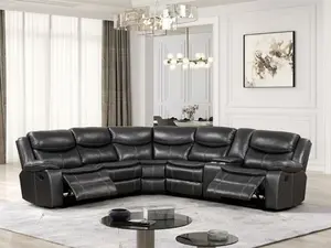 CM6982-DG 3 pc gatria ii grey breathable leatherette sectional sofa with recliner ends