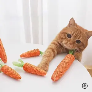 Carrot Teaser Stick, Cat Toy with Sound, Fun Cat Teething Stick, Anti-Bite Cat Scratching Board, Durable Sisal Pet Supplies