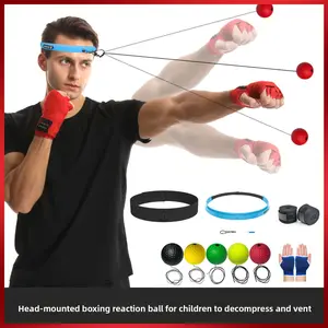 Children's boxing reflex ball set with adjustable headband for boxing training, improved reaction speed and hand-eye coordination training, home and gym boxing equipment