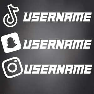 Social Media Username Decal - Customizable Design for Your Profile - Black Background with White Text
