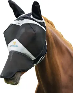 Shires Fine Mesh Fly Mask with Ears & Nose — UV Protection Black / Cob / 2-Pack