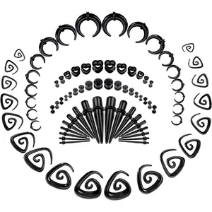 84 count Ear Stretching Kit 14G-00G Ear Gauge Stretching Kit  Septum Pincher Spiral Taper Heart Tunnels Ear Plugs  Ear Gauges Expander Set for Women Men