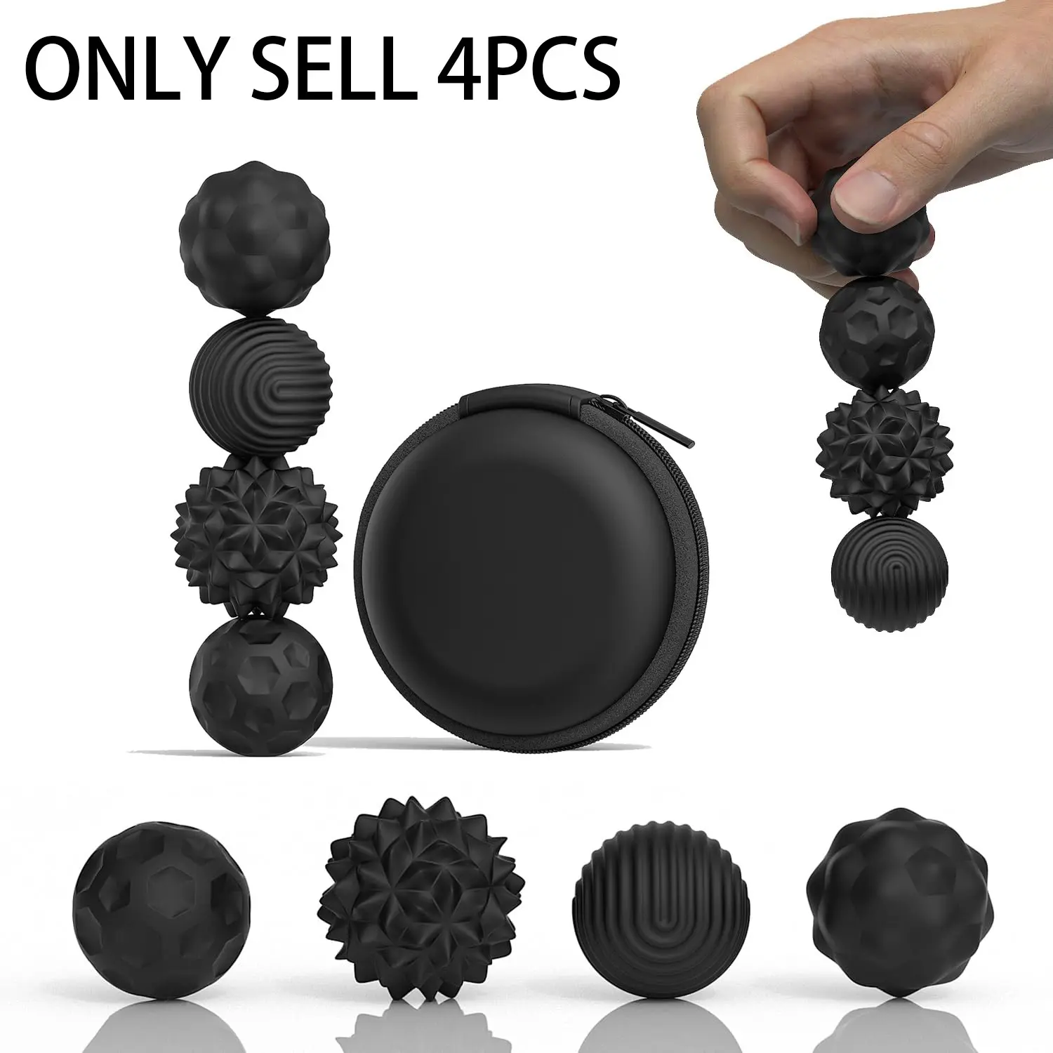 4pcs Sensory Magnetic Balls With Storage Box, Textured Surface Design, Silent And Portable, Fidget Gadget, Stress Relief Tools, Ideal Stress Relief Toy For Adults, Silicone Stress Relief, Office Leisure And Home Entertainment Accessory