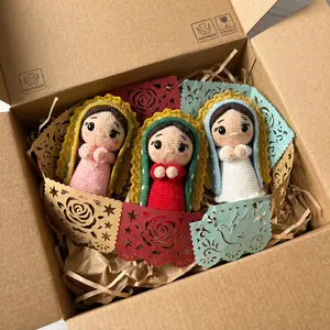 Handmade Crochet Virgin Mary Doll - Our Lady of Guadalupe Amigurumi Plush, Cute Blessed Mother Religious Decor, Baptism & First Communion Gift