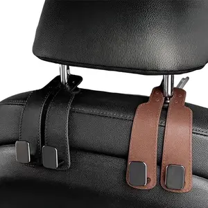 Dual Hook Car Seat Back Organizer Hooks, Car Organization Supplies, Easy Installation, Multi-Functional for Bags & Accessories, Artificial Leather, Portable, Seat Back Storage