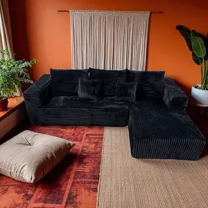 Corduroy fabric, modular combination sofa with L-shaped lounge chair, modern modular sofa with deep seat, soft cushion sofa for living room and bedroom, no assembly required