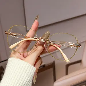 GIGULA 1PCS Bohemian Unframe Women's Reading Glasses, Diamond Cut Edge Star Flash Glitter, Anti-glarenifying Glass Daily Reading Office Computer Reading Glasses, Indoor and Outdoor Wear Accessories Glasses, Reading Eyeglasses