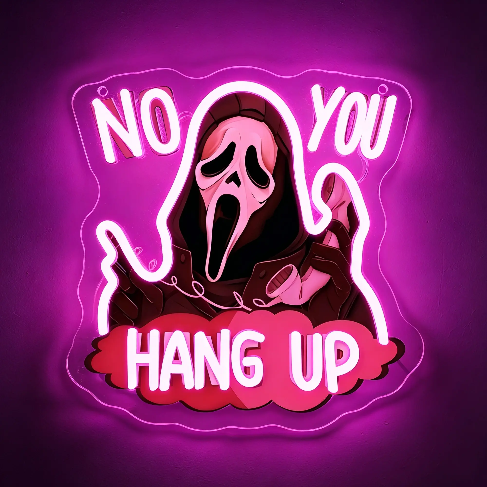 Ghostface No You Hang Up Spooky Halloween Neon Sign LED Wall Decor for Bars Man Caves Horror Party Game Rooms Window Lights