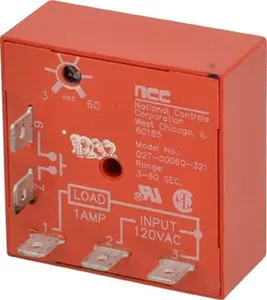 NCC 5 Pin, Time Delay Relay 1 at Resistive or Inductive Load Contact Amp, 120 VAC, On Board Trimpot Q2T-00060-321