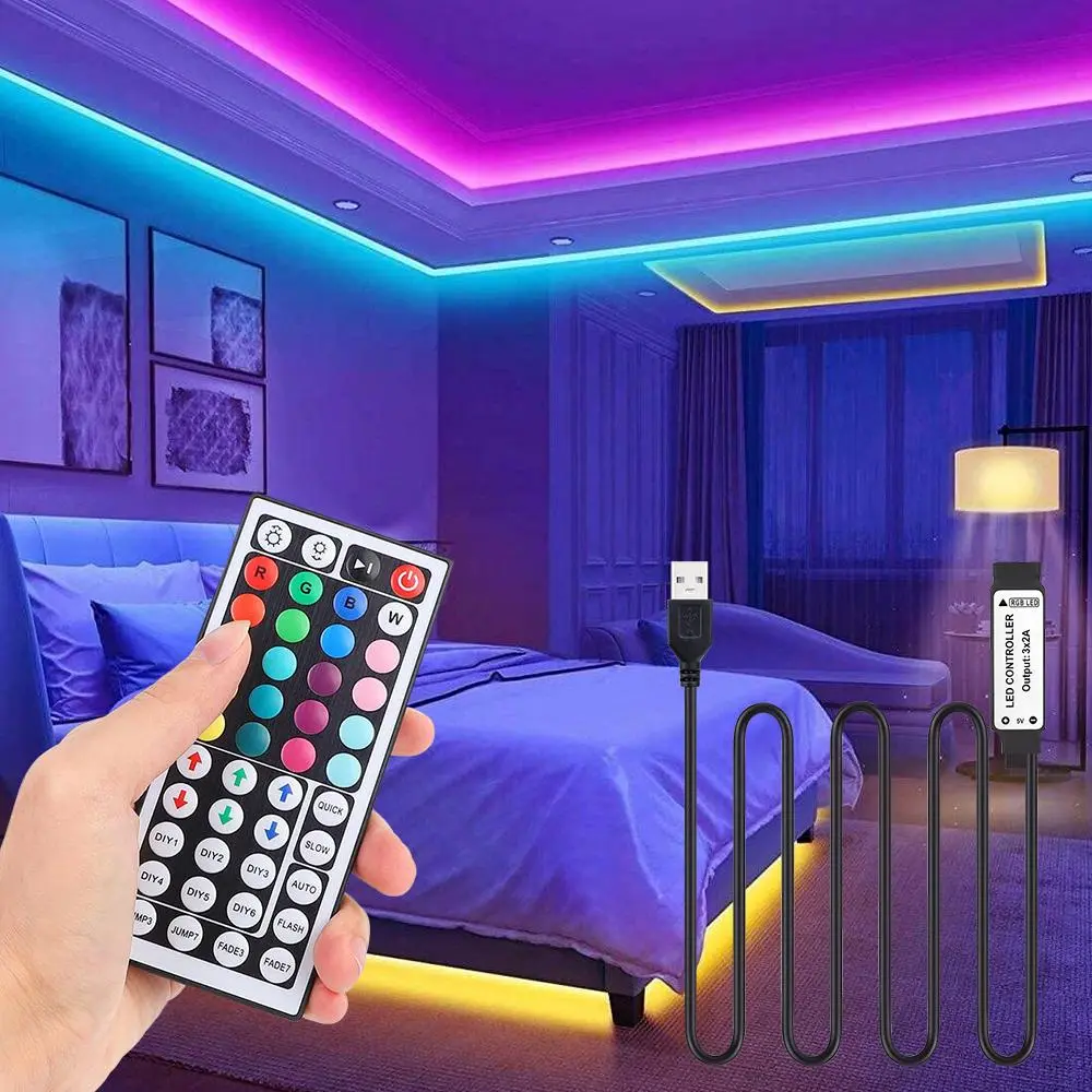 44 Key RGB Strip Remote Control, Handheld Remote Control for 5V LED Strip, LED Light Strip Controller for Home Bedroom, Living Room, Party, Led Lighting Control, Lighting Accessories