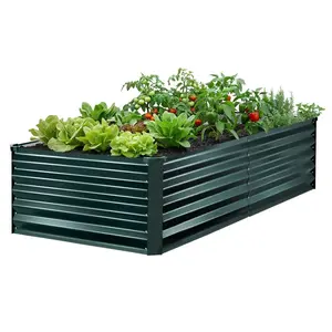 VEVOR 1 Pack Galvanized Raised Garden Beds, 8x 4x 1 ft, Rectangular Metal Planter Boxes Kit Outdoor, Bottomless Elevated Planting Box with Gloves, Alu - Zinc, for Growing Flowers Vegetables, Dark GrayVEVOR Super Brand Day
