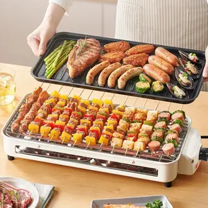 Multifunctional Smokeless Electric Grill Indoor Outdoor BBQ Grill, Household Electric Griddle for Barbecue, Kebab & Meat Roasting