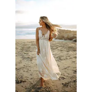 Paradise Island Scalloped Vanilla Lace Maxi Dress