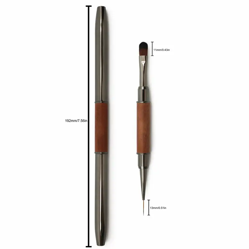 Builder Gel Nail Brush 2in1  - Wood Handle & Black Tip - Dual-Function Nail Art Tool