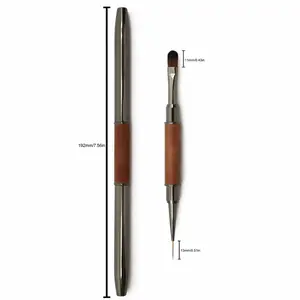 Builder Gel Nail Brush 2in1  - Wood Handle & Black Tip - Dual-Function Nail Art Tool
