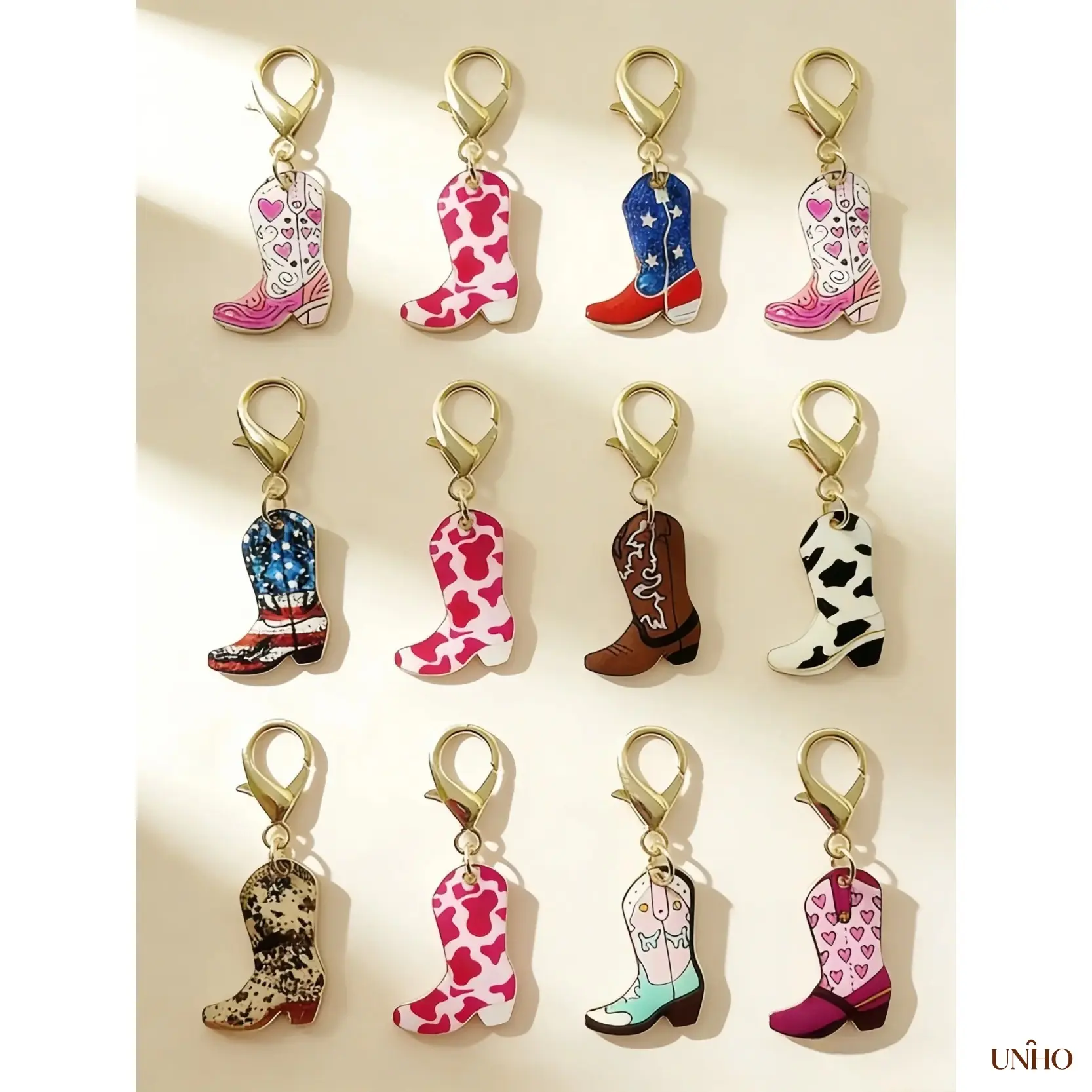 12Pcs Vintage Western Cowboy Boot Alloy Keychains Set - Cute Metal Cowgirl Bag Charms, Versatile Backpack Accessories Bulk Pack, Thoughtful Gift for Loved Ones to Celebrate Any Festival, Easter