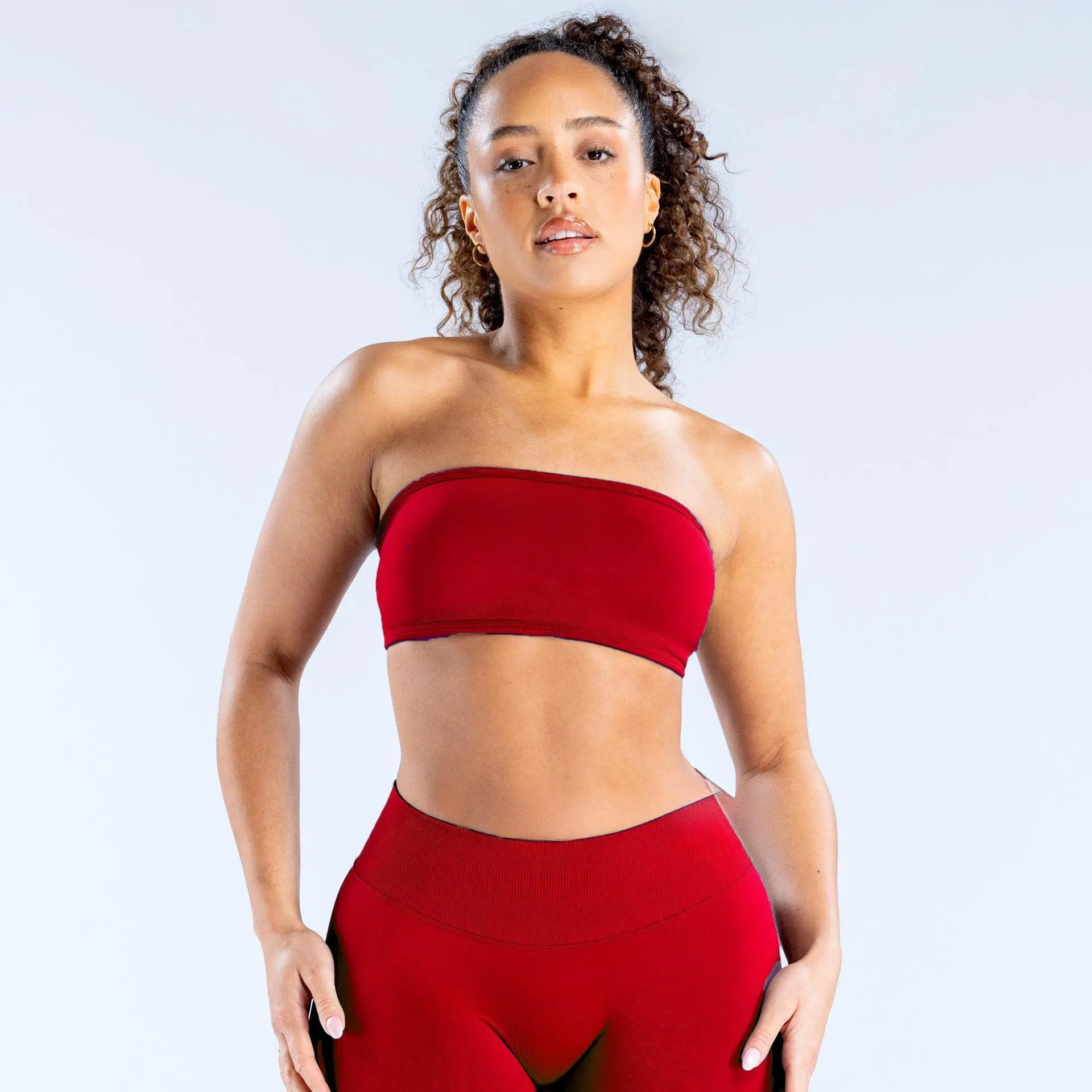 Women's 2-Piece Athleisure Activewear Clothing Set - Fitted Sportswear with Back-Design Tank Top, Strapless Tube Bra with Chest Pads, Above-Knee Shorts for Yoga, Gym Workouts, Fitted Sportswear Set, Tank Tops, Workout Sets Women