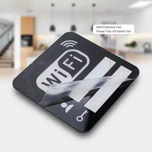 1Pc Black Acrylic WiFi Password Sign - Aesthetic Guest Room Decor & Self-Adhesive Wall Decal, Pre Cut Stickers For Airbnb & Home