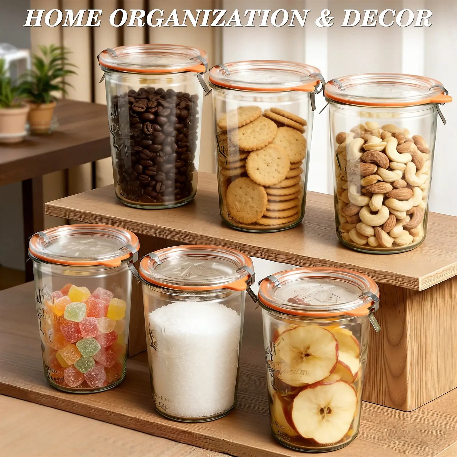 27oz Wide Mouth Glass Canning Jars - Airtight Lid Kitchen Food Storage Containers, Preserving Containers with Measurement Marks for Sourdough Starter, Fermenting, Airtight Seal
