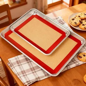 3pcs Non-Stick Silicone Baking Mats, Reusable Dishwasher-Safe Cookie Mats, Easy-To-Clean Surface, Ideal for Baking Various Foods