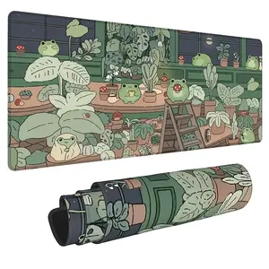Frog Pattern Mouse Pad, Large Gaming Mouse Pad, Keyboard Desk Mat, Non-slip Rubber Base Mouse Pad, Stitched Edges Keyboard Desk Pad for School Office Home, Non Slip Mousepad, Extended Mousepad, Gaming Items, Gaming Desk Accessory, Office Desk Accessories