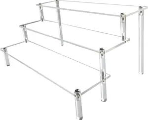 Acrylic Riser,Clear Display Risers Stand Perfume Organizer Cologne Acrylic Shelves 3 Tiered Cupcake Shelf, Food Desserts Holder Collection Cosmetic Vendor Product