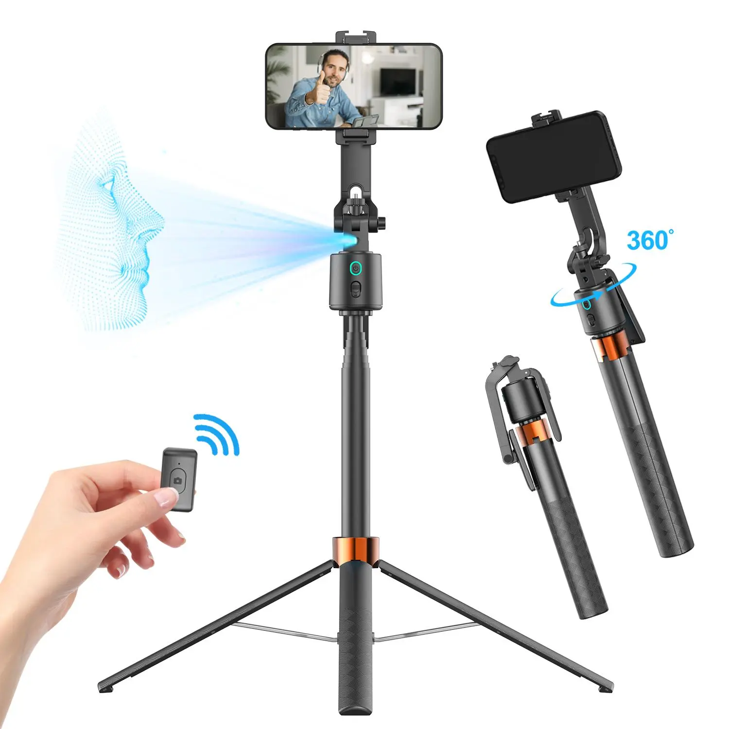 Selfie Stick Phone Tripod with Remote & LED Fill Lights, 170cm Height Cell Phone Holder for Travel, Vlogging, Live Streaming Video & Photos