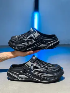 1 Pair Men's Sporty Trendy Chunky Clogs | Letter Print | 2-in-1 Convertible Strap | Lightweight | Non-slip | Ergonomic Massage Insole | For Streetwear, Casual Outings, Sports Footwear