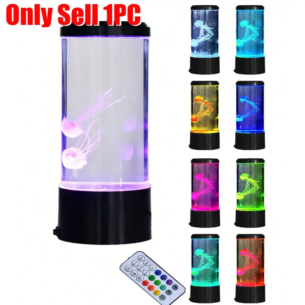 Aquarium Lamp Jellyfish Lamp Fish Tank Decor Remote Control RGB Aquarium Night Light with 16 Color LED Aquarium Decor Pet Supplies Festival Gifts Jellyfish Light Ocean Aquarium Lamp