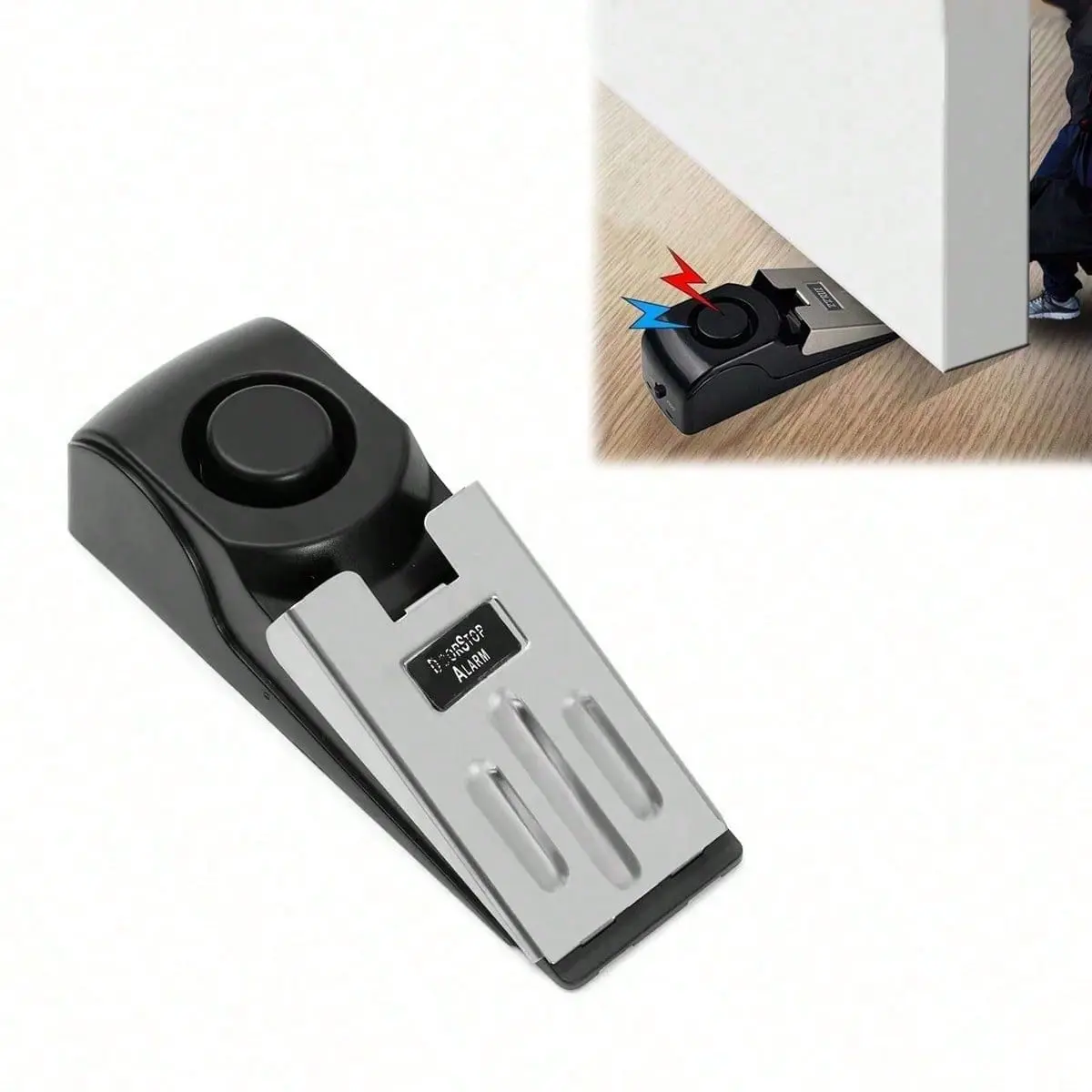 120DB Compact Door Wedge Stop Alarm - Door Holder with 3 Levels of Sensitivity, Adjustable Switch, Alarm System, Safety Alert for Indoor Use, Portable Travel Security Stopper for Home & Hotel, 120 Db Alarm