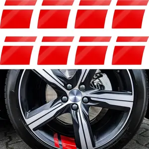 JOKG 8 Pcs Wheel Rim Decal Stripes Car Decals for 18-21 Inch Wheels Reflective Car Stickers 2.36 x 2.75 Inch Automotive Decals Hash Stripe Stickers Tire Rim Safety Decoration Accessories(Red)