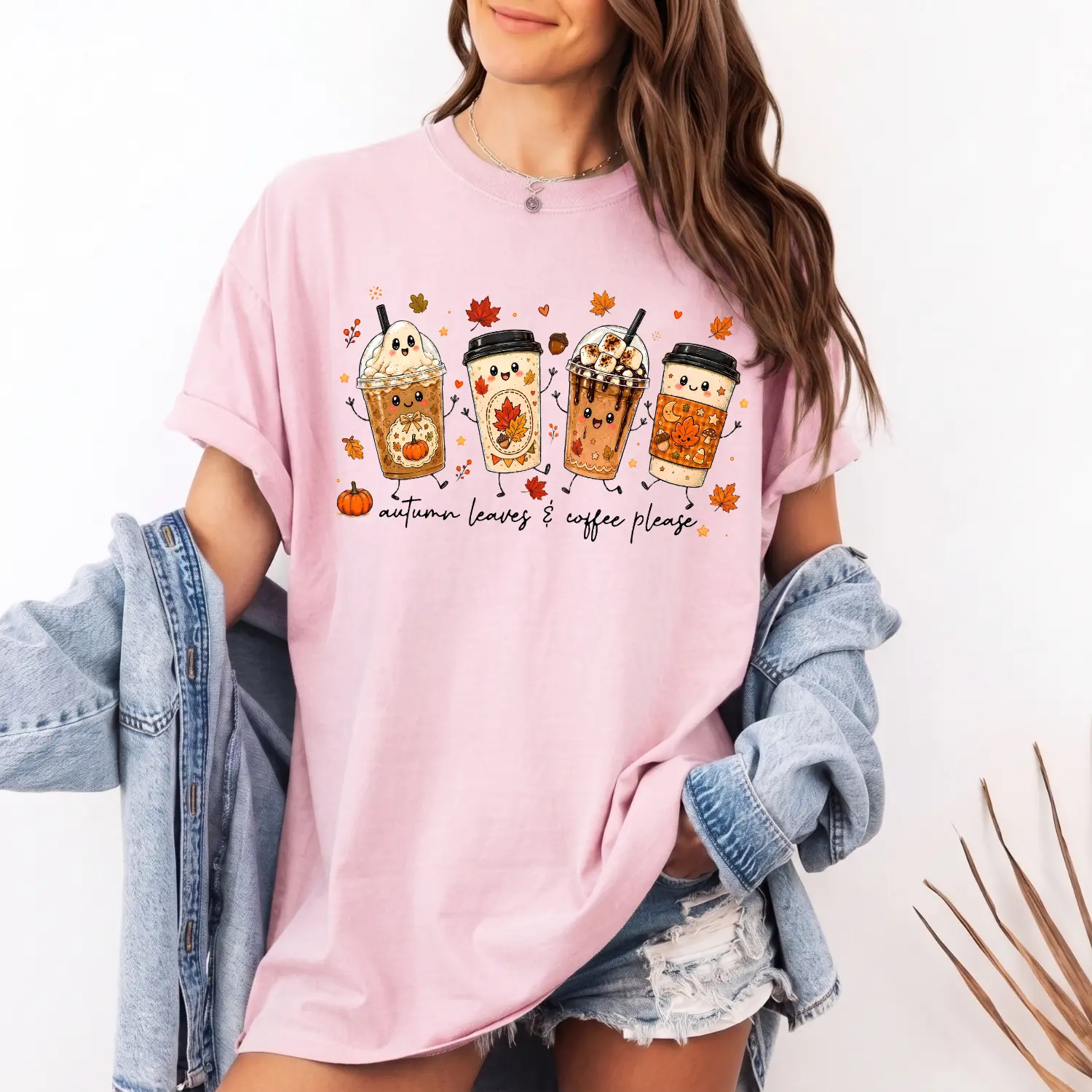Comfort Colors Fall Coffee Shirt, Autumn Coffee Lover Tee, Cozy Pumpkin Spice Shirt, Cute Fall Drinks Graphic Tee