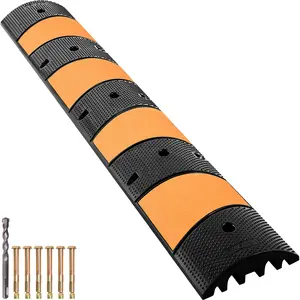 【DealsForYouDays】VEVOR Rubber Speed Bump, 1 Pack 2 Channel Speed Bump Hump, 72.8\" Long Modular Speed Bump Rated 22000 LBS Load Capacity, 72.8 x 12.2 x 2.2 Garage Speed Bump for Asphalt Concrete Gravel Driveway-6 FT
