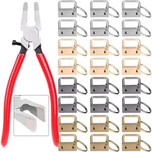 40PCS Key Fob Hardware Set - 1 Inch Keychain Hardware with Pliers for Wristlet, Lanyard & Key Chain Making Supplies