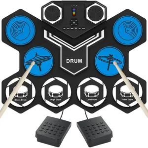 Electric Drum Set, 9 Drums Portable Practice Pad,  Drum Kit with Built in Speakers, Drum Sticks, Headphone Out Jack, Christmas Birthday Gifts for  and Adults