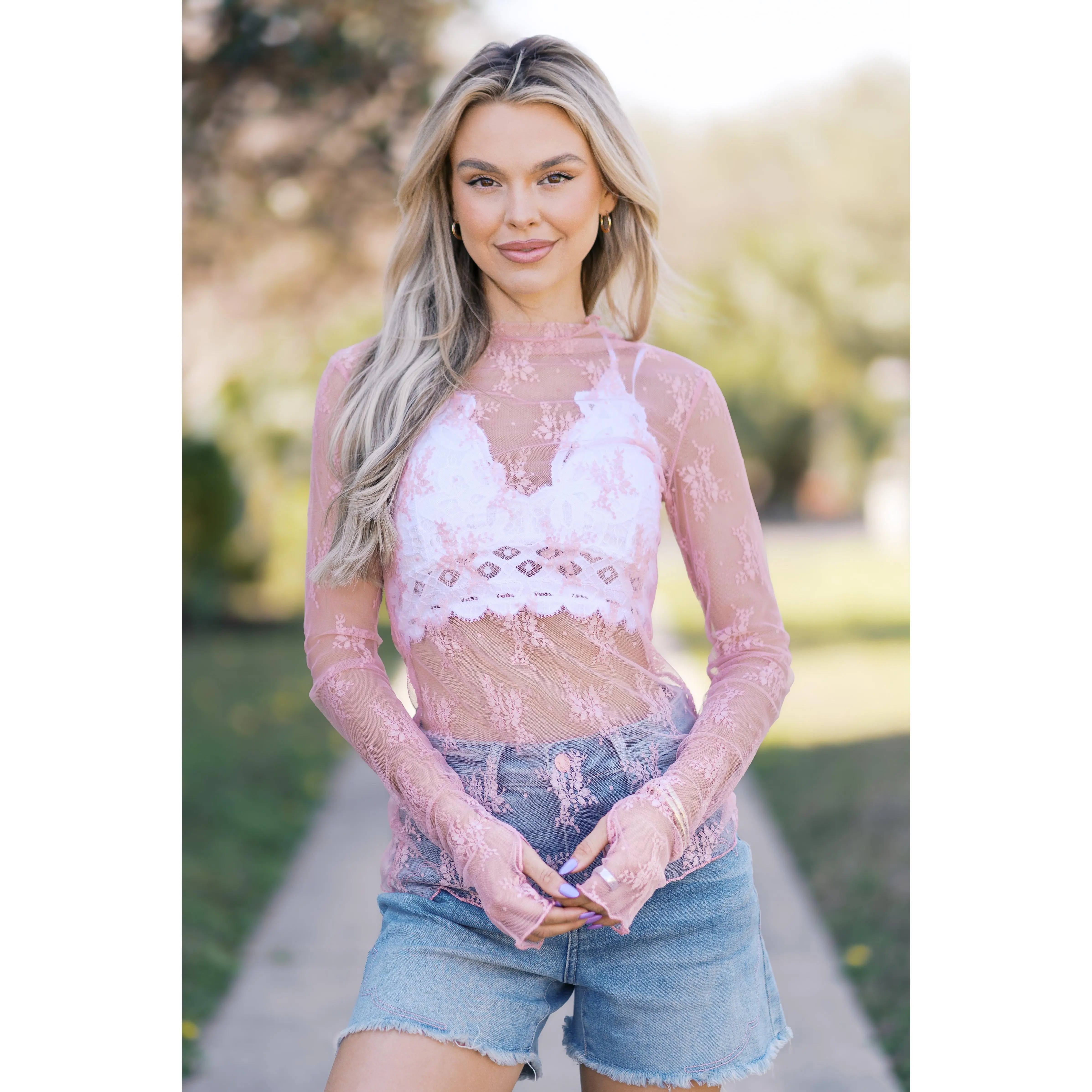 Pink Lace Embrace Top