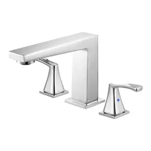 Fathersdaygift VEVOR Roman Tub Faucet, 3 Hole Waterfall Bathtub Faucet, Bath Tubs Faucets Set with 2 Handles, Roman Tub Faucets Deck Mount for Pet Washing, Baby Care, Adult Bathing, Silver, Right-Angle Tub Faucetdealsforyoudays