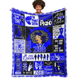 1pc Royal Blue Sorority-themed Blanket, 1920s style, Cozy Chic Blanket, a comfortable sisterhood gift, suitable for women, female college students and sorority members, and also ideal for founding anniversaries, graduations and holidays, Cozy Blankets
