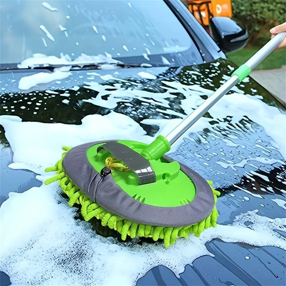 Extendable Car Wash Mop with Long Handle, Soft Microfiber Chenille Brush Head, Car Wash Accessories, Efficient Detailed Car Washing and Maintenance Tool, Car Cleaning Supplies, Auto Detailing Supplies