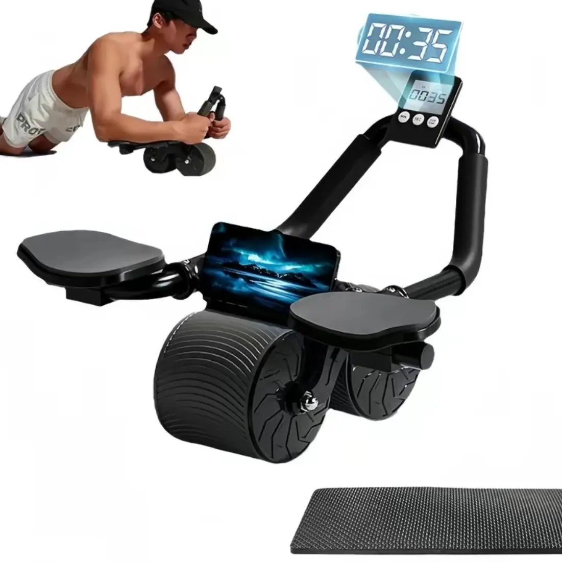 Automatic Rebound Abdominal Core Muscle Exercise Wheel with Timer - Abs Workout Equipment, Fitness Wheel, Core Abdominal Trainer, Stomach Workout Equipment for Home Gym Kit Summervibes