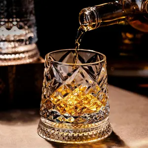 【FathersDayGift】2026 Advanced Luxury 360° Spinning Crystal Glass – Star-Cut Stress Relief Whiskey & Wine Glass, Elegant European Barware Gift，Rotating Glass Cup Spinning Glass Cup,Gifts for Husbands and Boyfriends(500ML)