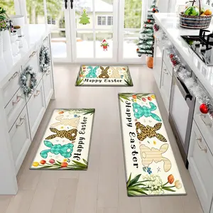 1/2/3PCS Easter Bunny Flower Arrangement Floor Mat -16*24/20*31/18*47in, Non-Slip And Wear-Resistant Multifunctional Cartoon Floor Mat For Home Garden Welcome Decoration